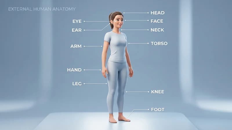 Human Body Parts (External) - English to Bengali Vocabulary Words