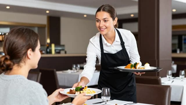 Waitress visual illustration - Meaning in Vietnamese (nữ phục vụ)