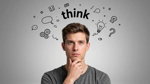 Think visual illustration - Meaning in Portuguese (pensar)