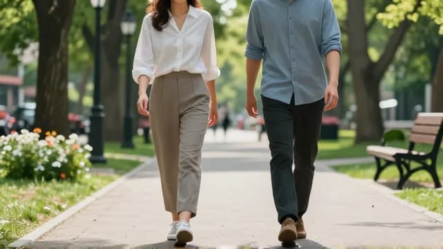 Walk visual illustration - Meaning in Korean (걷다)